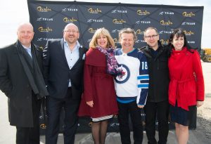 City of Winnipeg Kenny Boyce, Telus Director of Sales Tim Prokipchuk, Manitoba Minister Cathy Cox, Cavalia Founder Normand Latourelle, VP True North Sports Entertainment Kevin Donnelly, CEO Economic Development Winnipeg Dayna Spiring